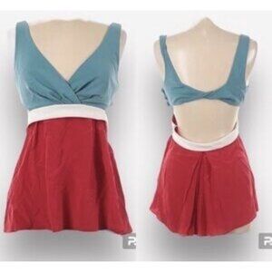 Anthropologie‎ Black Halo Blue Red Wrap Top Mini Dress Size 0